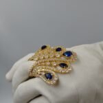 Blue & White Diamond Party Wear Ring For Women's 925 Sterling Silver