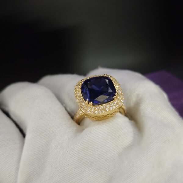 Women's Engagement Ring In Blue & White Diamond 925 Sterling Silver