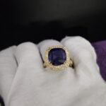 Women's Engagement Ring In Blue & White Diamond 925 Sterling Silver