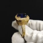 Women's Engagement Ring In Blue & White Diamond 925 Sterling Silver