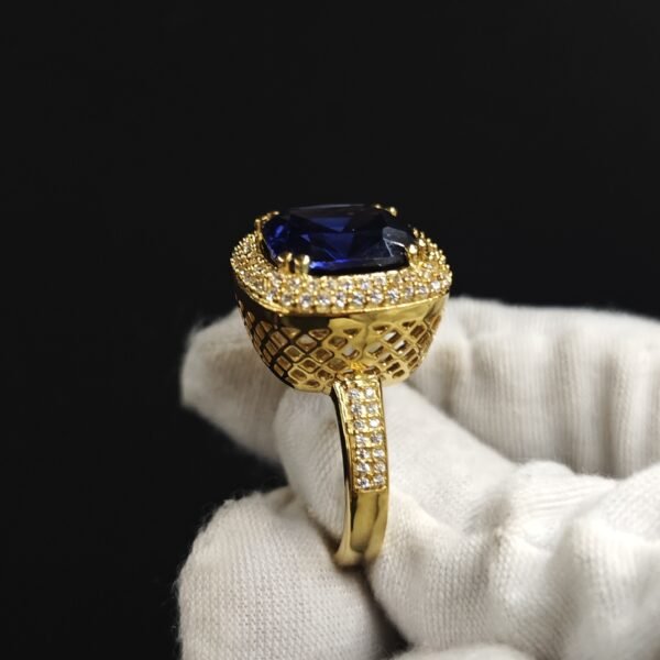 Women's Engagement Ring In Blue & White Diamond 925 Sterling Silver