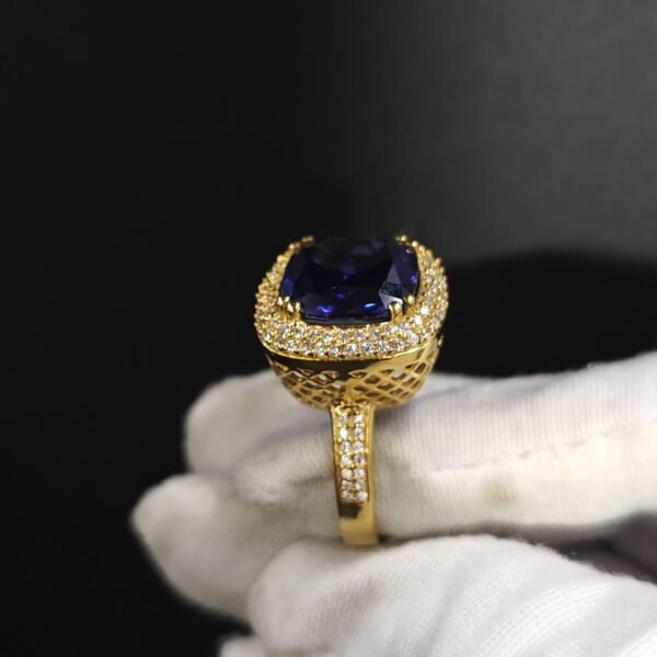 Women's Engagement Ring In Blue & White Diamond 925 Sterling Silver