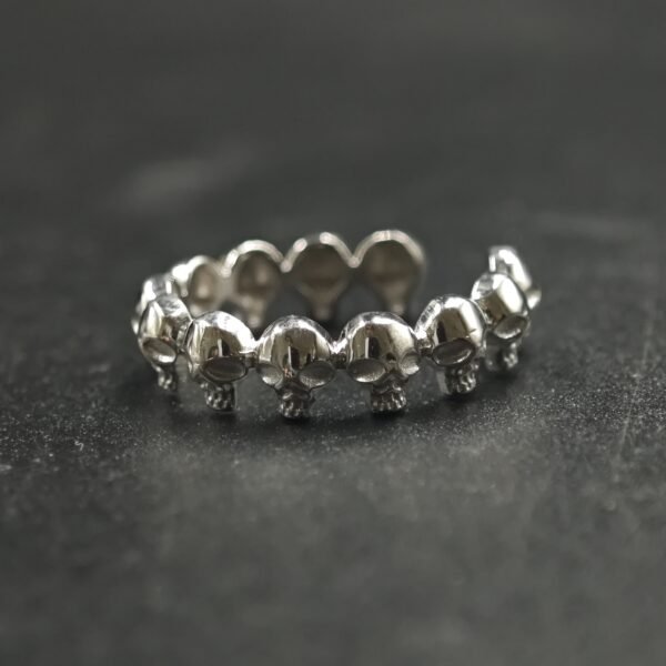 Adjustable Real Solid Metal Skull Toe Ring For Women's 925 Sterling Silver