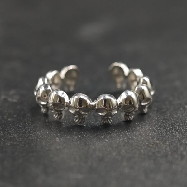Adjustable Real Solid Metal Skull Toe Ring For Women's 925 Sterling Silver