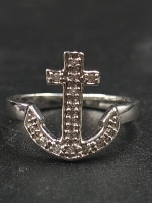 Women's Adjustable Diamond Anchor Toe Ring 925 Sterling Silver