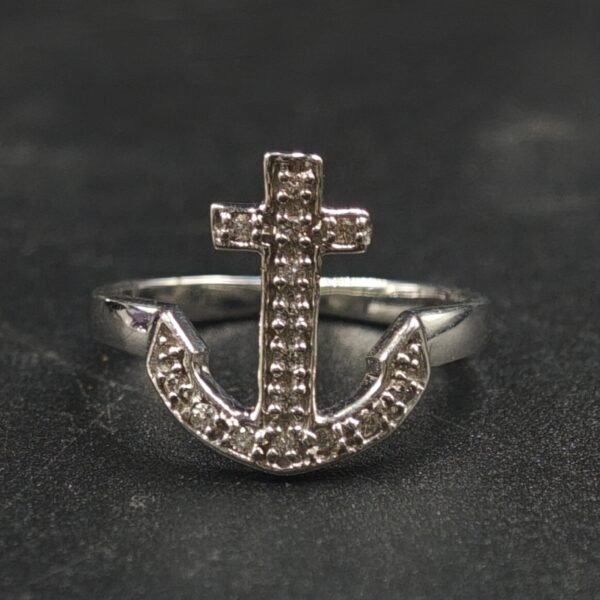 Women's Adjustable Diamond Anchor Toe Ring 925 Sterling Silver