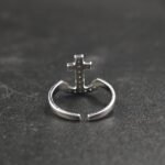 Women's Adjustable Diamond Anchor Toe Ring 925 Sterling Silver