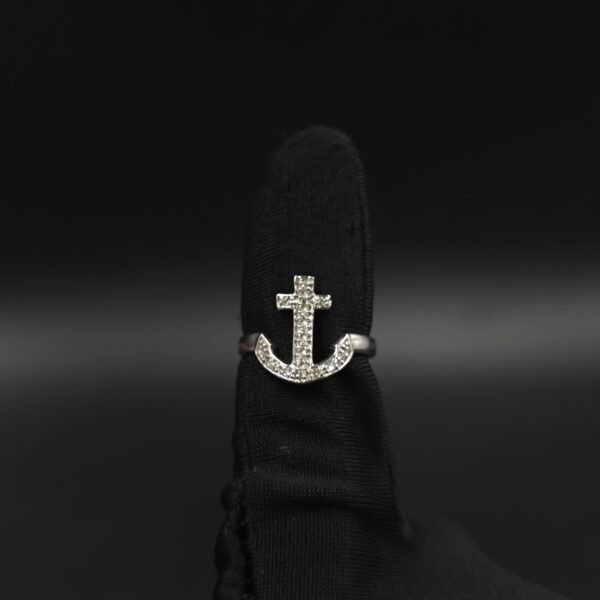 Women's Adjustable Diamond Anchor Toe Ring 925 Sterling Silver