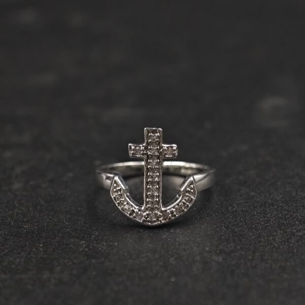 Women's Adjustable Diamond Anchor Toe Ring 925 Sterling Silver