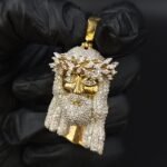 Religious Jesus Face Pendant For Men's Genuine Moissanite Real 925 Silver