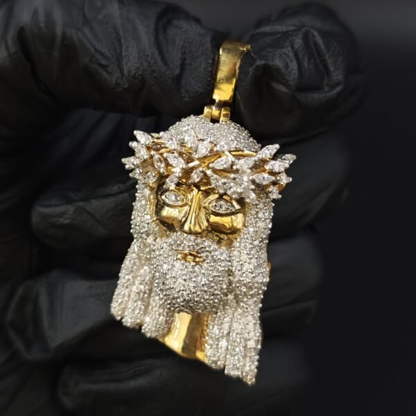 Religious Jesus Face Pendant For Men's Genuine Moissanite Real 925 Silver