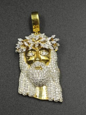 Religious Jesus Face Pendant For Men's Genuine Moissanite Real 925 Silver