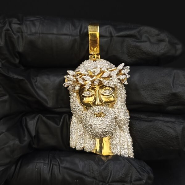 Religious Jesus Face Pendant For Men's Genuine Moissanite Real 925 Silver