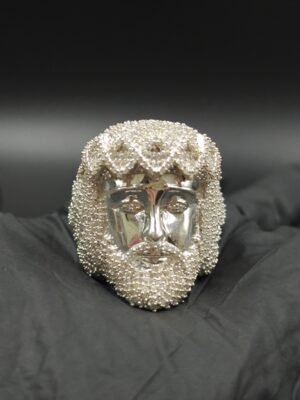 Christmas Day Gift For Your Husband Natural Moissanite Unique Style Jesus Head Ring In Pure 925 Stering Silver