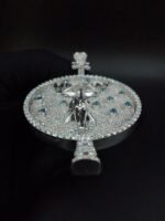 925 Sterling Silver Pear Blue Topaz and white diamonds custom pendant