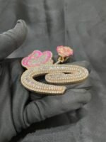 Girls Custom Initial Pendant with Pink Glow Moissanite 925 Silver Jewelry