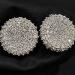Moissanite Cluster Stud Earrings In 925 Sterling Silver.
