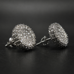 Moissanite Cluster Stud Earrings In 925 Sterling Silver.