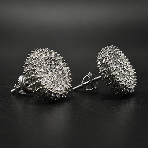 Moissanite Cluster Stud Earrings In 925 Sterling Silver.