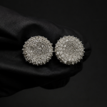 Moissanite Cluster Stud Earrings In 925 Sterling Silver.