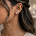 Classic Round Halo Moissanite Cluster Stud Earrings | 925 Sterling Silver