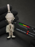 Genuine Moissanite Cartoon Figure Pendant For Men's In 925 Sterling Silver.