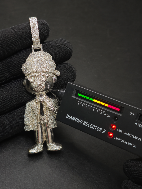 Genuine Moissanite Cartoon Figure Pendant For Men's In 925 Sterling Silver.
