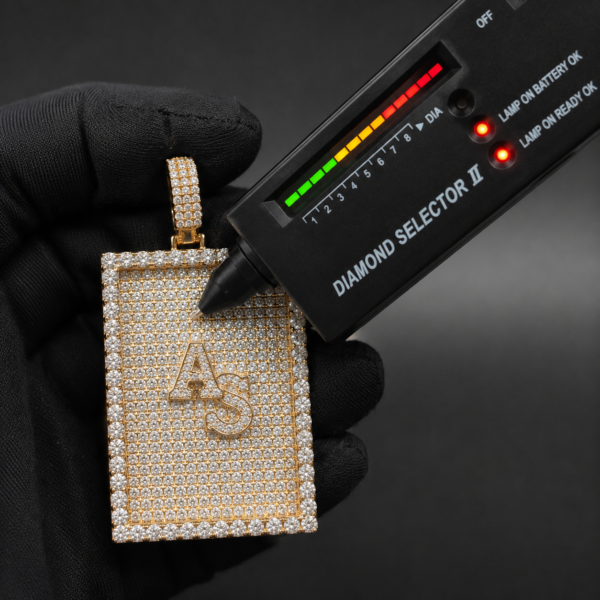Custom Initial AS Moissanite Pendant – Gold Plated Rectangle Iced Out Charm