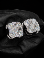 Cushion Cut Moissanite Stud Earrings for Men – VVS 925 Sterling Silver Iced Studs
