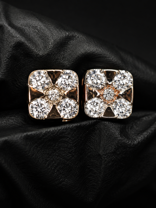 Tester Passing Moissanite Stud Earrings Square Shape In 925 Sterling Silver.