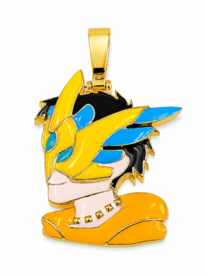Moissanite Anime Character Enamel Pendant in 925 Sterling Silver