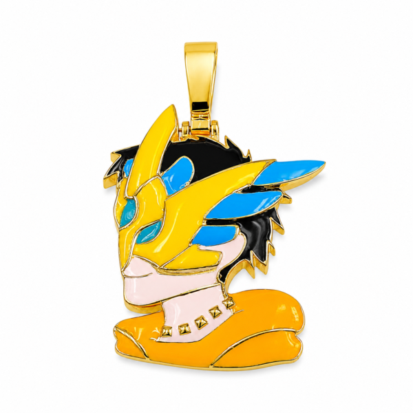 Moissanite Anime Character Enamel Pendant in 925 Sterling Silver