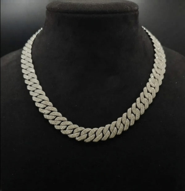 Real VVS Moissanite Cuban Link Chain Necklace 925 Sterling Silver