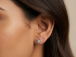 Round Cluster Halo Diamond Stud Earrings 925 Sterling Silver.