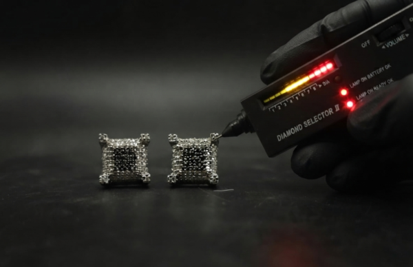 Moissanite Stud Earrings Square Shape In 925 Sterling Silver.