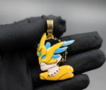Moissanite Anime Character Enamel Pendant in 925 Sterling Silver