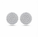 Moissanite Cluster Stud Earrings In 925 Sterling Silver.