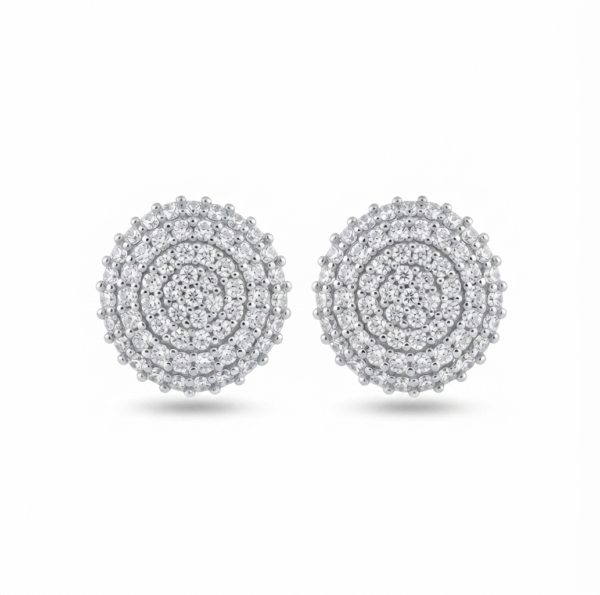 Moissanite Cluster Stud Earrings In 925 Sterling Silver.