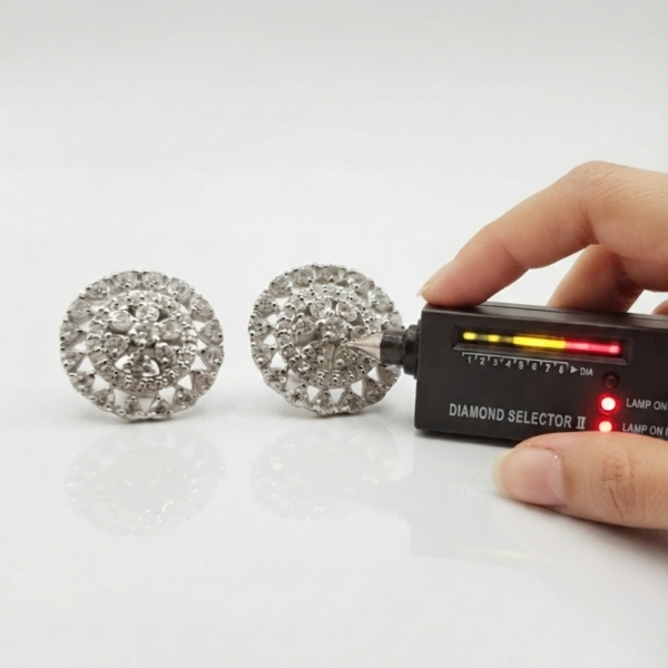 Round Halo Moissanite Stud Earrings in 925 Sterling Silver