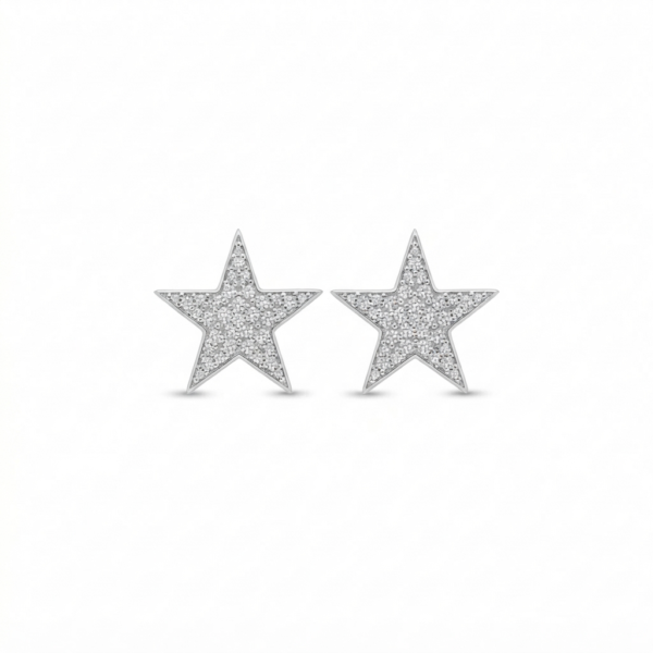 Star-Shaped Moissanite Stud Earrings – Brilliant Pave Design
