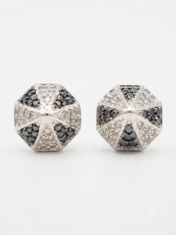 Geometric Moissanite Pyramid Stud Earrings – 925 Silver Jewelry for Women