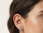 D-VVS Moissanite Floral Cluster Stud Earrings In 925 Sterling Silver.