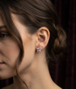 Tester Passing Moissanite Stud Earrings Princess Shape For Women's Wear In 925 Silver.
