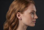 D-VVS Round Halo Moissanite Stud Earrings In 925 Sterling Silver.
