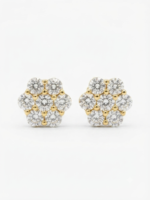 Floral Cluster Moissanite Stud Earrings In 925 Sterling Silver.