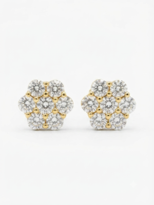 Floral Cluster Moissanite Stud Earrings In 925 Sterling Silver.