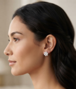 VVS Floral Cluster Moissanite Stud Earrings In 925 Sterling Silver.
