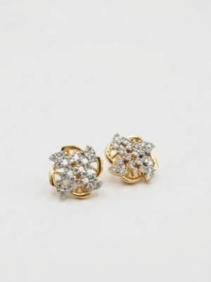 Genuine Moissanite Stud Earrings Lattice Shape In 925 Sterling Silver.
