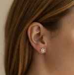Floral Cluster Moissanite Stud Earrings In 925 Sterling Silver.