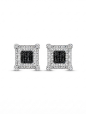 Moissanite Stud Earrings Square Shape In 925 Sterling Silver.